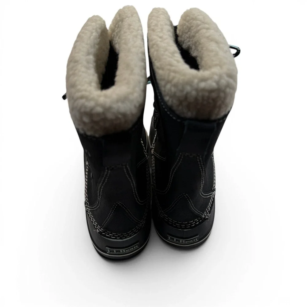 LL Bean Suede Snow Boots Womens 8 Jet Black Waterproof Insulated New